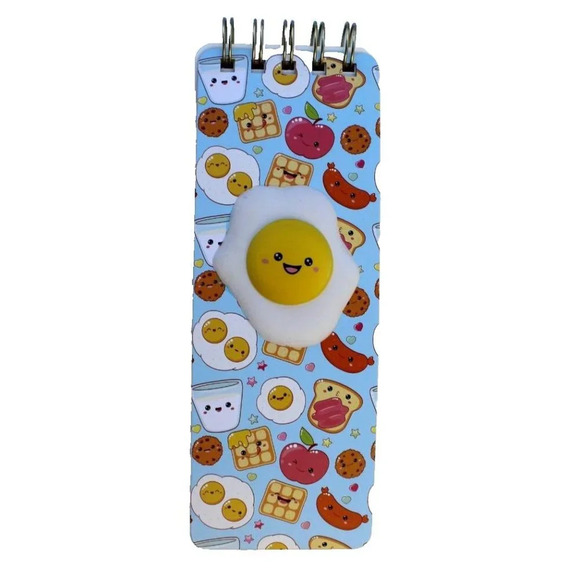 New Blue Long Lined Ocs Designs Spiral Notebook W/ Squishy Egg Gift Birthday - Picture 1 of 2